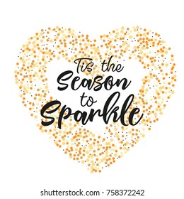 Golden stars confetti and lettering design message. Christmas, new year celebration, birthday party, carnival or festival glamour design.