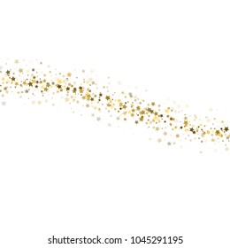 Golden stars confetti on white background. Gold stars. Vector