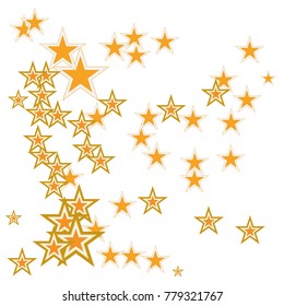 Golden stars confetti. Vector cosmic abstract frame background. Christmas, new year celebration, birthday party, carnival or festival glamour design. Luxury stardust. Shiny festive gold glitter