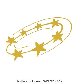 Golden Stars Dizzy Symbol Vector Illustration