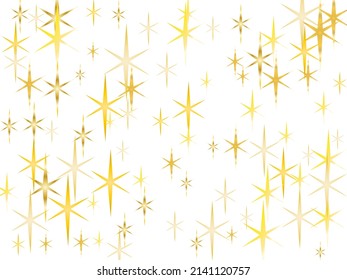 golden stars. The dust sparks and golden stars shine with special light.  Vector sparkles on a transparent background. Christmas light effect.