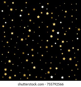 Golden stars are falling down. Vector illustration