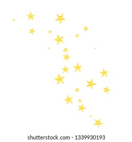 Golden stars, falling golden stars. stream gold stars on a white background