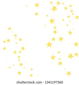 Golden stars, falling golden stars. stream gold stars on a white background