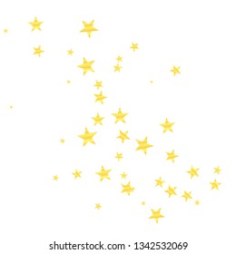 Golden stars, falling golden stars. stream gold stars on a white background