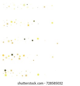 Golden stars festive confetti. Christmas, new year, birthday celebration shiny background. Holiday shimmer luxury premium vip golden stars confetti texture. Exclusive glow bright golden vector design.