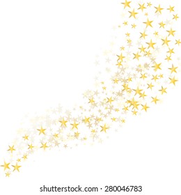 golden stars flowing over white background