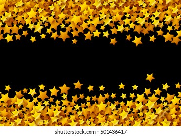 Golden stars glitter scattered in celebration card