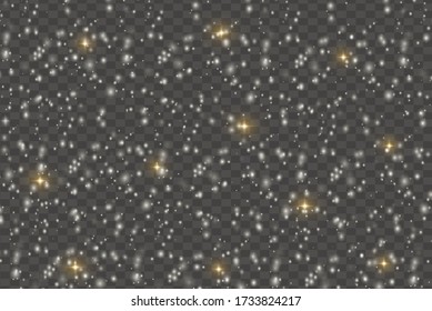 golden stars glitter special light effect. Vector sparkles on transparent background. Christmas abstract pattern. Sparkling magic dust particles