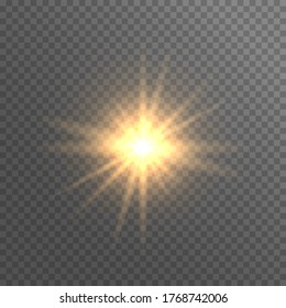 golden stars glitter special light effect. Vector sparkles on transparent background. Christmas abstract pattern. Sparkling magic dust particles
