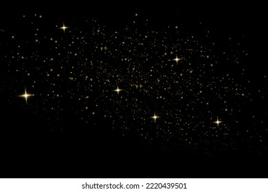 golden stars glitter special light effect. Vector sparkles on transparent background.