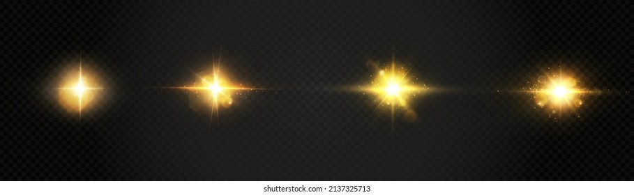 Golden stars, glow effect, glowing lights, sun.vector.