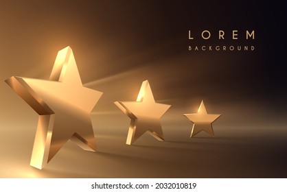 Golden stars with light effect background