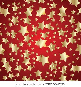 étoiles dorées en rouge de luxe 
 Arrière-plan Noël. Motif harmonieux du ciel nocturne