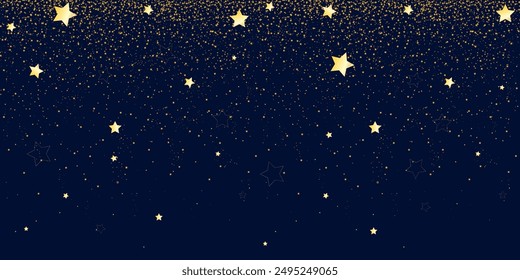 Golden stars pattern, stardust background, vector illustration.