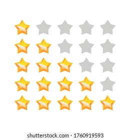Golden stars rating collection, vector review, gold star set flat rate illustration
