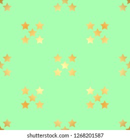 Golden Stars Seamless Pattern. The vector image. Gold Starry night sky