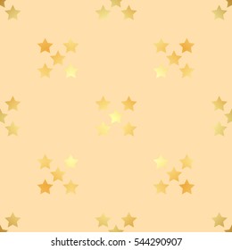 Golden Stars Seamless Pattern. The vector image. Gold Starry night sky