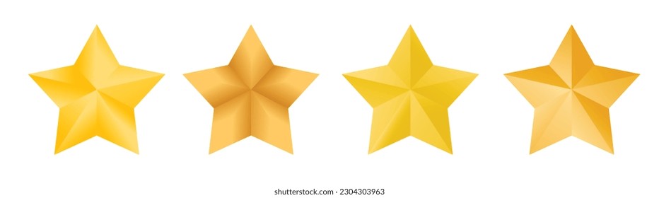 Golden Stars Set With Gradient 