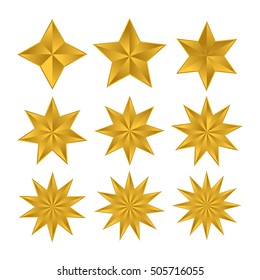Golden Stars set vector.
