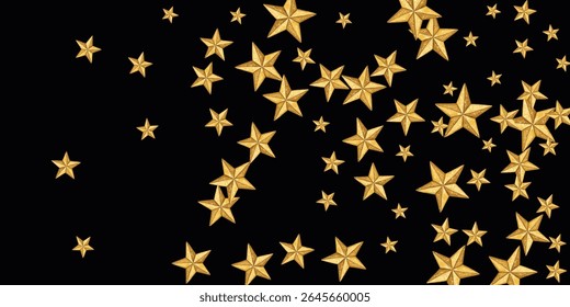 Estrelas douradas brilham em preto rico e elegante clipart pano de fundo ideal para festas, convites e temas de férias. Adicione encanto cósmico e glamour a seus projetos festivos ou de céu noturno