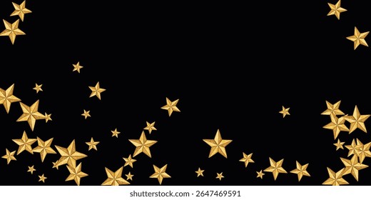Estrelas douradas brilham em preto rico e elegante clipart pano de fundo ideal para festas, convites e temas de férias. Adicione encanto cósmico e glamour a seus projetos festivos ou de céu noturno