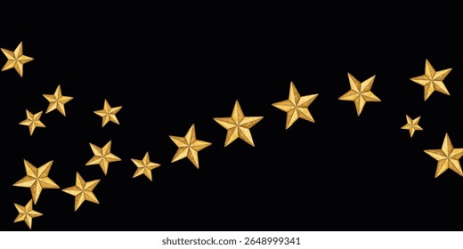 Estrelas douradas brilham em preto rico e elegante clipart pano de fundo ideal para festas, convites e temas de férias. Adicione encanto cósmico e glamour a seus projetos festivos ou de céu noturno