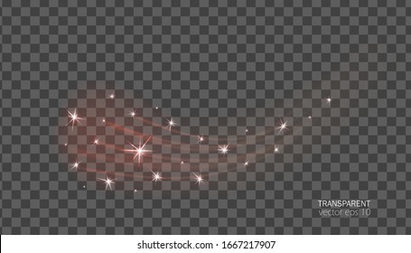 Golden stars shine with light. Dust white. White sparks and golden stars shine with special light. Vector sparkles on a transparent background. Christmas abstract pattern. Sparkling magic glitter