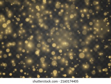 Golden stars shine with special light. Shine magical dust particles. Abstract gold sparks sparkles. Luxury sparkling stars with yellow dust. Christmas lights bokeh on transparent background. Vector.