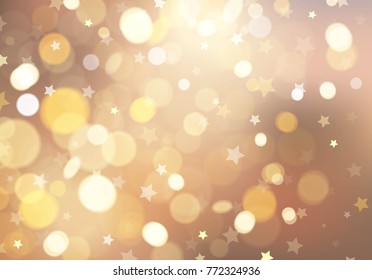 Golden stars and twinkly lights background