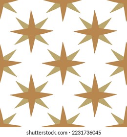 Golden stars. Vintage Christmas and Happy New Year flat seamless pattern, great for Christmas textiles, banners, wrapping paper, wallpaper.