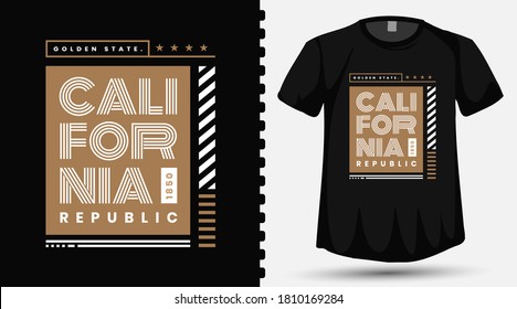 Golden State California Republic since 1850 typography lettering design template for t shirt fashion clothing and poster