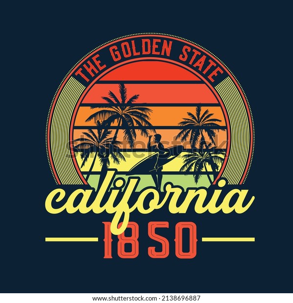 Golden State California Tshirt Design Stock Vector (Royalty Free ...