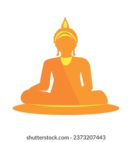 Golden statue of Buddha on white background