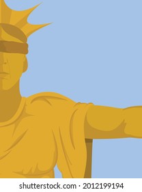 Golden statue of lady justice, vector illustration