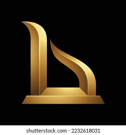 Golden Statuette-like Letter B Icon on a Black Background