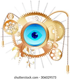 Golden steampunk collage - vector illustration