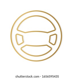 golden steering wheel icon- vector illustration