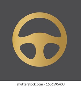 golden steering wheel icon- vector illustration