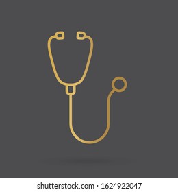 golden stethoscope icon- vector illustration
