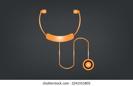 golden stethoscope vector cartoon with dark background.eps
