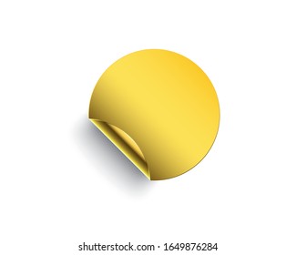 Golden sticker with curved edge Vector design element on white background. 