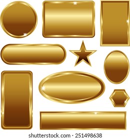 Golden stickers banners signs set isolated on white