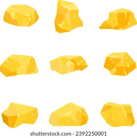 Golden stones, a set of original, designer, railway signs isolated on a white background. Vector illustration of railway signs. Vector.