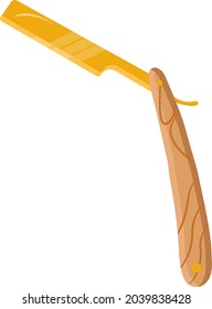 Golden straight razor, illustration, vector on white background.
