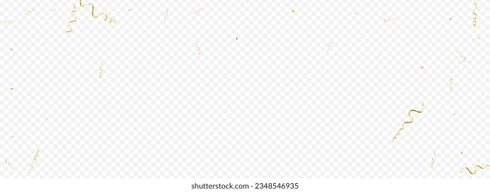 Golden Streamer Fun Vector Panoramic Transparent Background. Festive Star Illustration. Confetti Celebration Design. Yellow Decoration Branch.