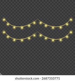 Golden String Lights Garland - Decoração festiva brilhante. Brilhante Fairy Lights Garland - luzes decorativas da corda de Natal. Luzes de cordas douradas elegantes - Festa de férias Garland