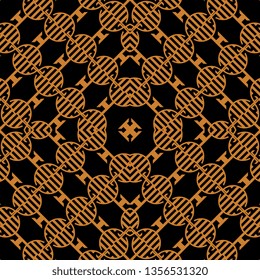 golden Striped hand painted seamless pattern with ethnic and tribal motifs