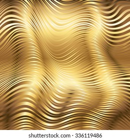 Golden striped waves vector abstract background