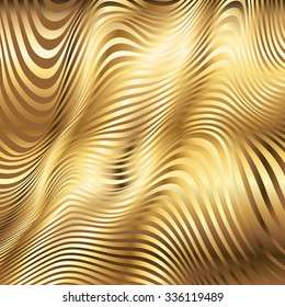 Golden striped waves vector abstract background